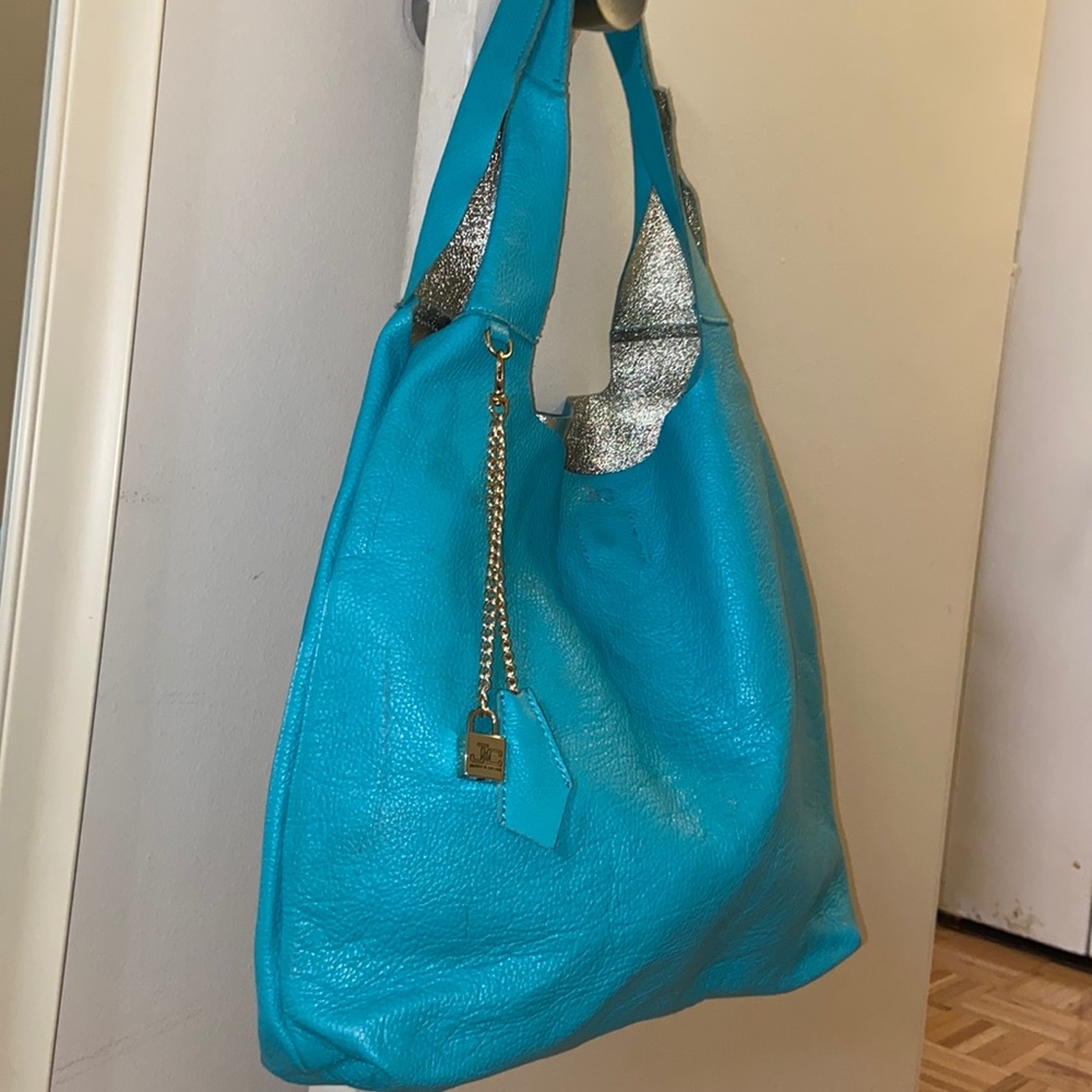 Made in Italy Jacky&Celine Tiffany Teal Leather Hobo
